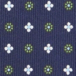 CRAVATTA SARTORIALE EXTRA LONG IN SETA BLU SCURO Microfantasia fiore
