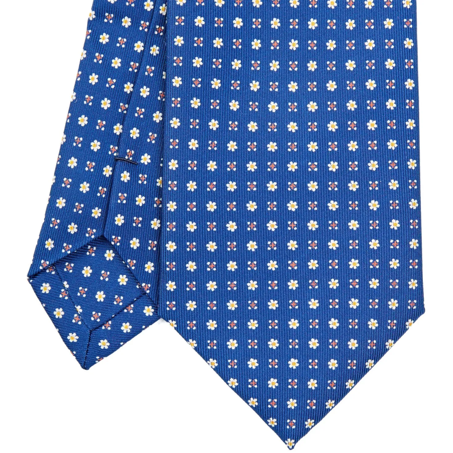 CRAVATTA SARTORIALE EXTRA LONG IN SETA BLUMicrofantasia fiore