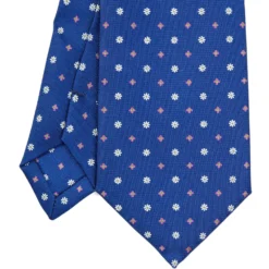 CRAVATTA SARTORIALE EXTRA LONG IN SETA BLUMicrofantasia fiore