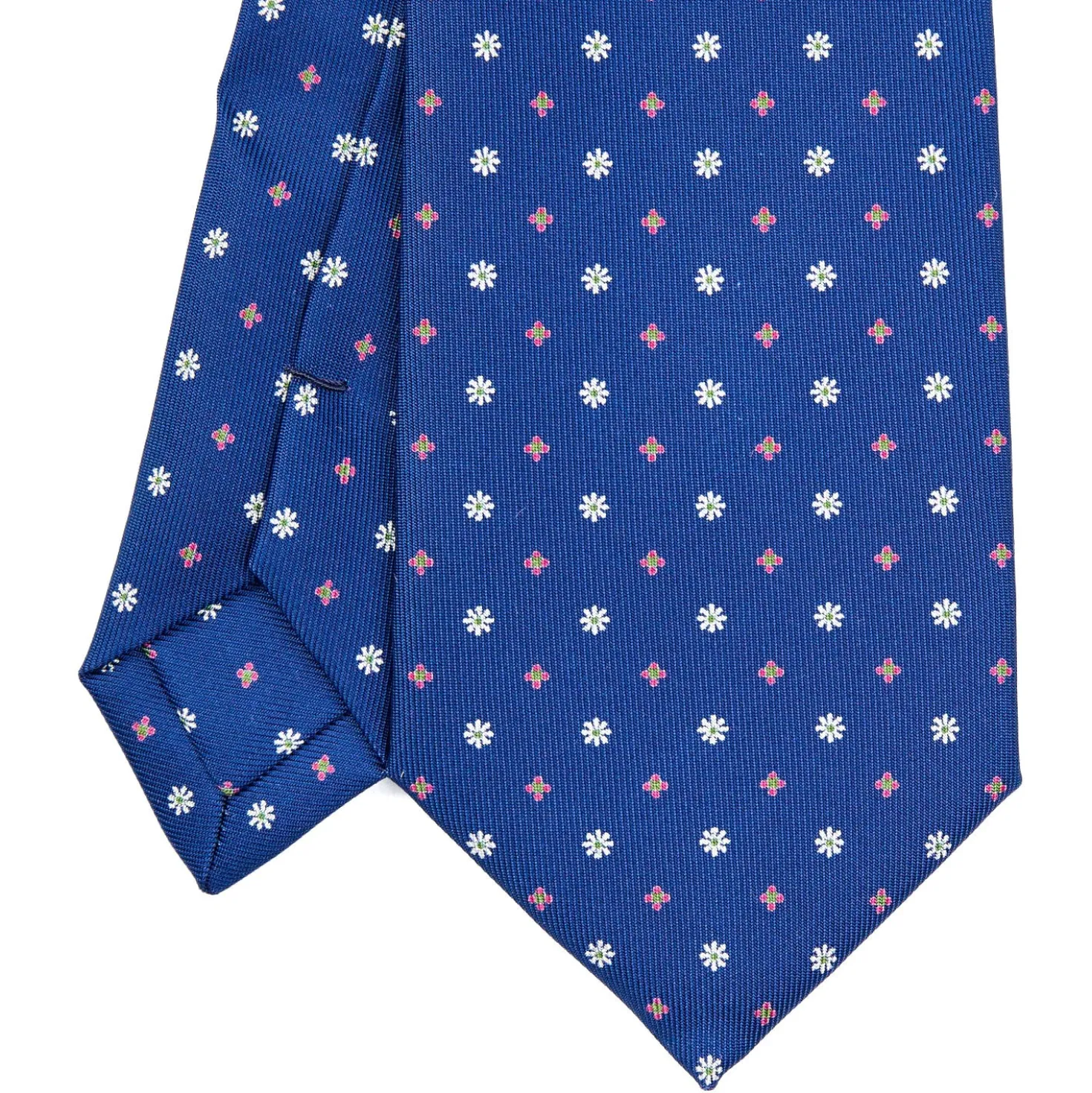 CRAVATTA SARTORIALE EXTRA LONG IN SETA BLUMicrofantasia fiore