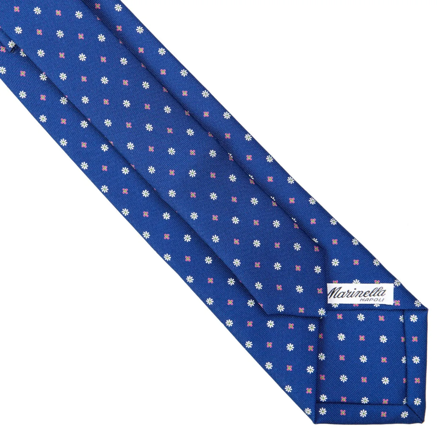CRAVATTA SARTORIALE EXTRA LONG IN SETA BLUMicrofantasia fiore