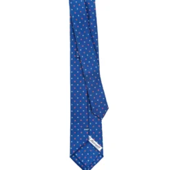 CRAVATTA SARTORIALE EXTRA LONG IN SETA BLUMicrofantasia fiore