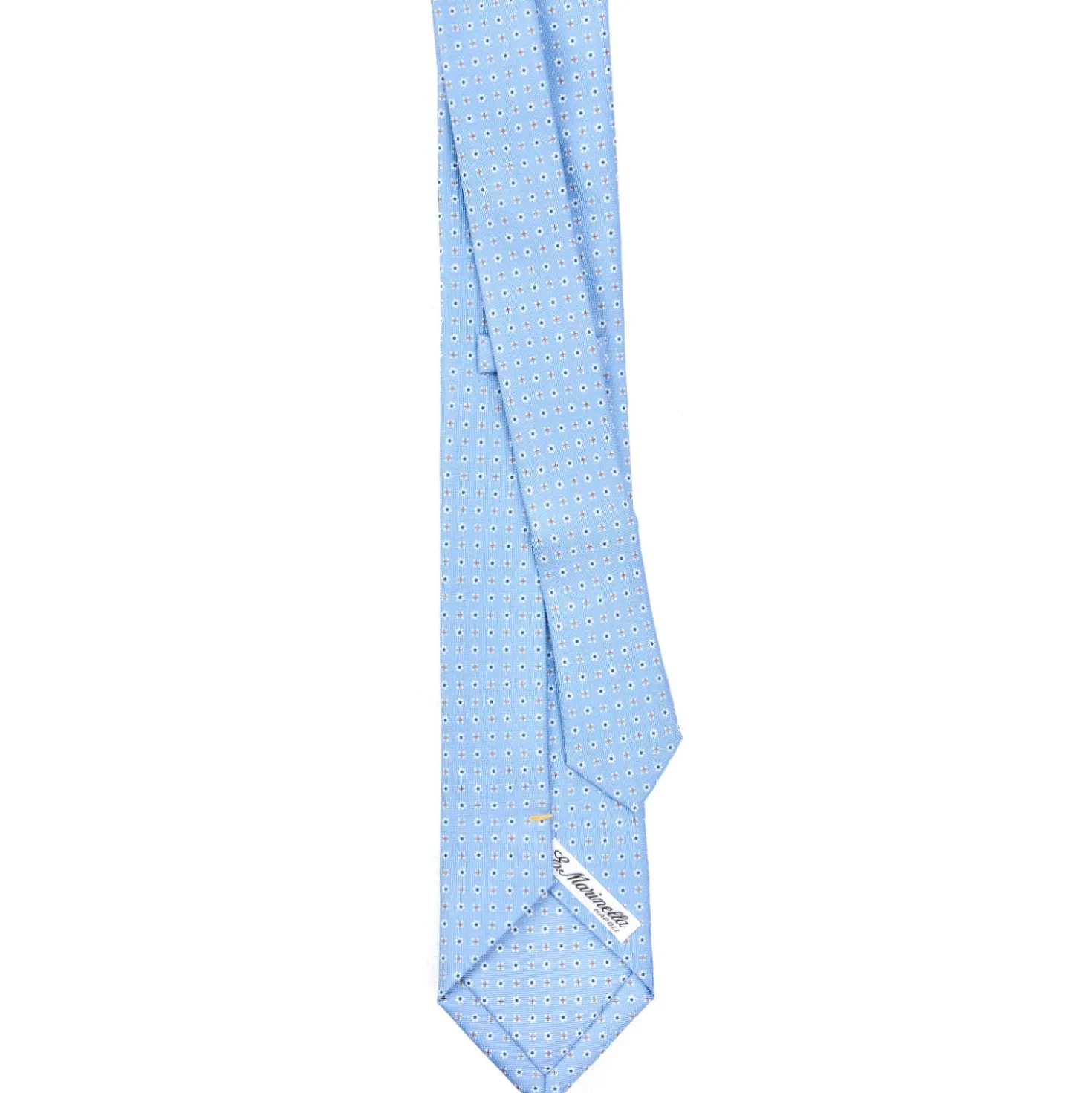 CRAVATTA SARTORIALE EXTRA LONG IN SETA AZZURRA Microfantasia fiore
