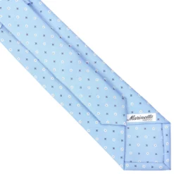 CRAVATTA SARTORIALE EXTRA LONG IN SETA AZZURRA Microfantasia fiore