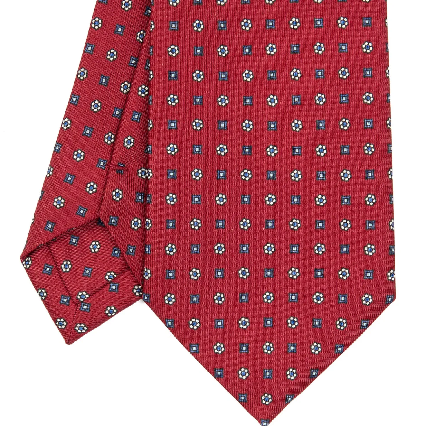CRAVATTA SARTORIALE EXTRA LONG IN SETA BORDEAUX Microfantasia fiore
