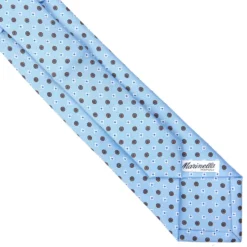 CRAVATTA SARTORIALE EXTRA LONG IN SETA AZZURRA Microfantasia fiore