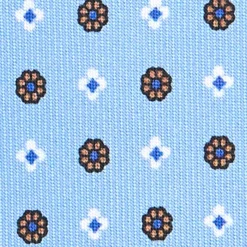 CRAVATTA SARTORIALE EXTRA LONG IN SETA AZZURRA Microfantasia fiore