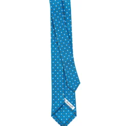 CRAVATTA SARTORIALE EXTRA LONG IN SETA BLU MEDIO Microfantasia fiore