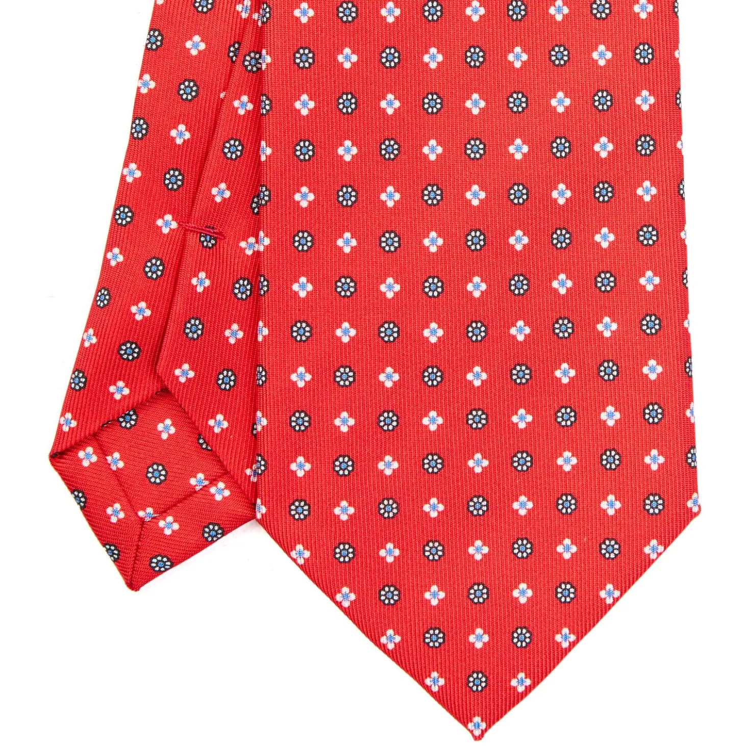 CRAVATTA SARTORIALE EXTRA LONG IN SETA ROSSA Microfantasia fiore
