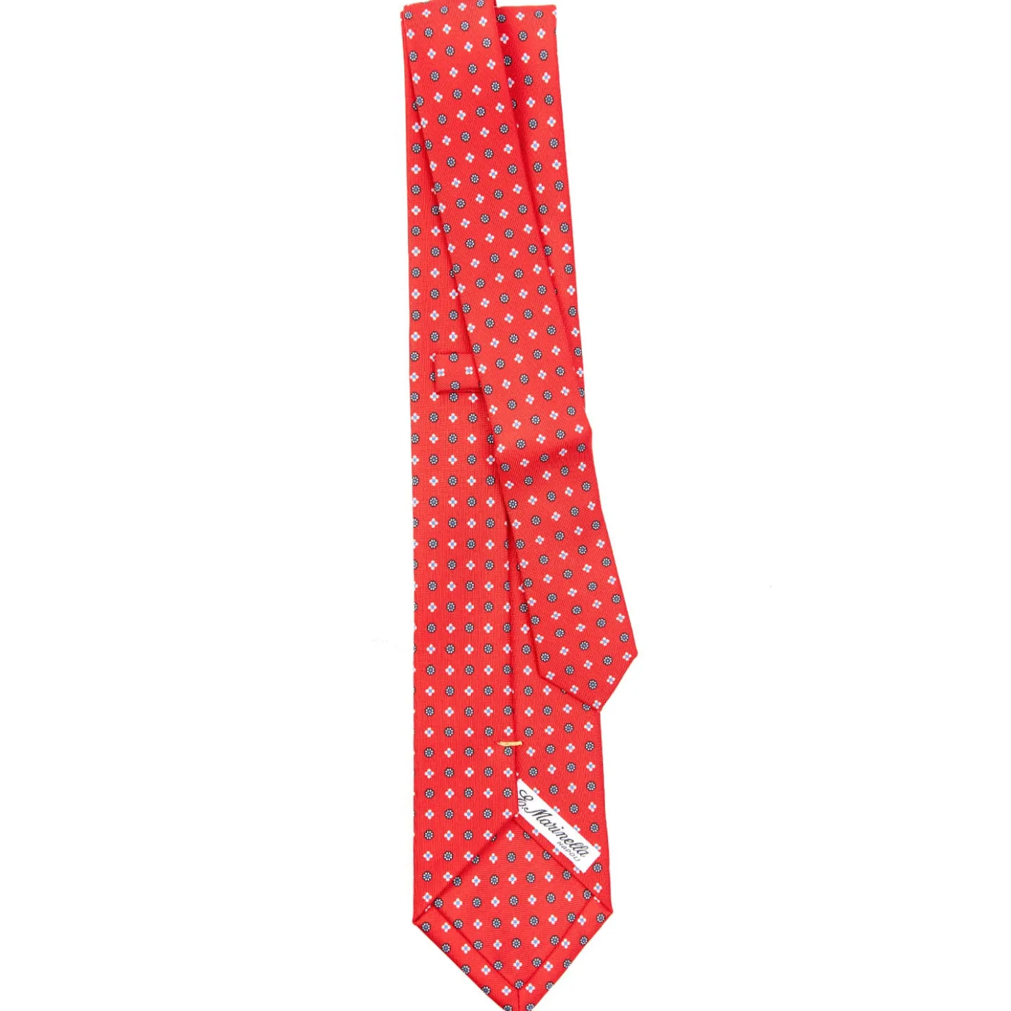 CRAVATTA SARTORIALE EXTRA LONG IN SETA ROSSA Microfantasia fiore
