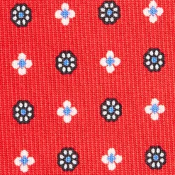 CRAVATTA SARTORIALE EXTRA LONG IN SETA ROSSA Microfantasia fiore