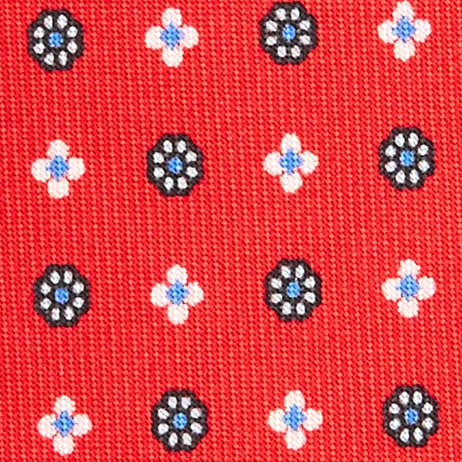 CRAVATTA SARTORIALE EXTRA LONG IN SETA ROSSA Microfantasia fiore