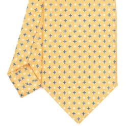 CRAVATTA SARTORIALE EXTRA LONG IN SETA GIALLA Microfantasia fiore