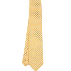 CRAVATTA SARTORIALE EXTRA LONG IN SETA GIALLA Microfantasia fiore