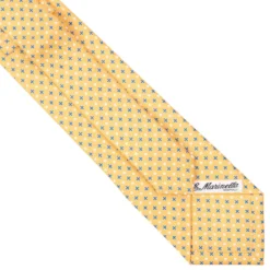 CRAVATTA SARTORIALE EXTRA LONG IN SETA GIALLA Microfantasia fiore