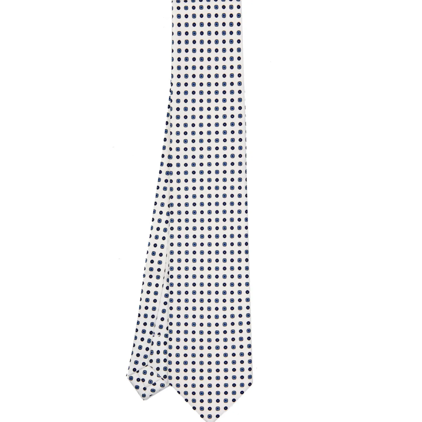 CRAVATTA SARTORIALE EXTRA LONG IN SETA BIANCA Microfantasia fiore