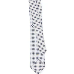 CRAVATTA SARTORIALE EXTRA LONG IN SETA BIANCA Microfantasia fiore