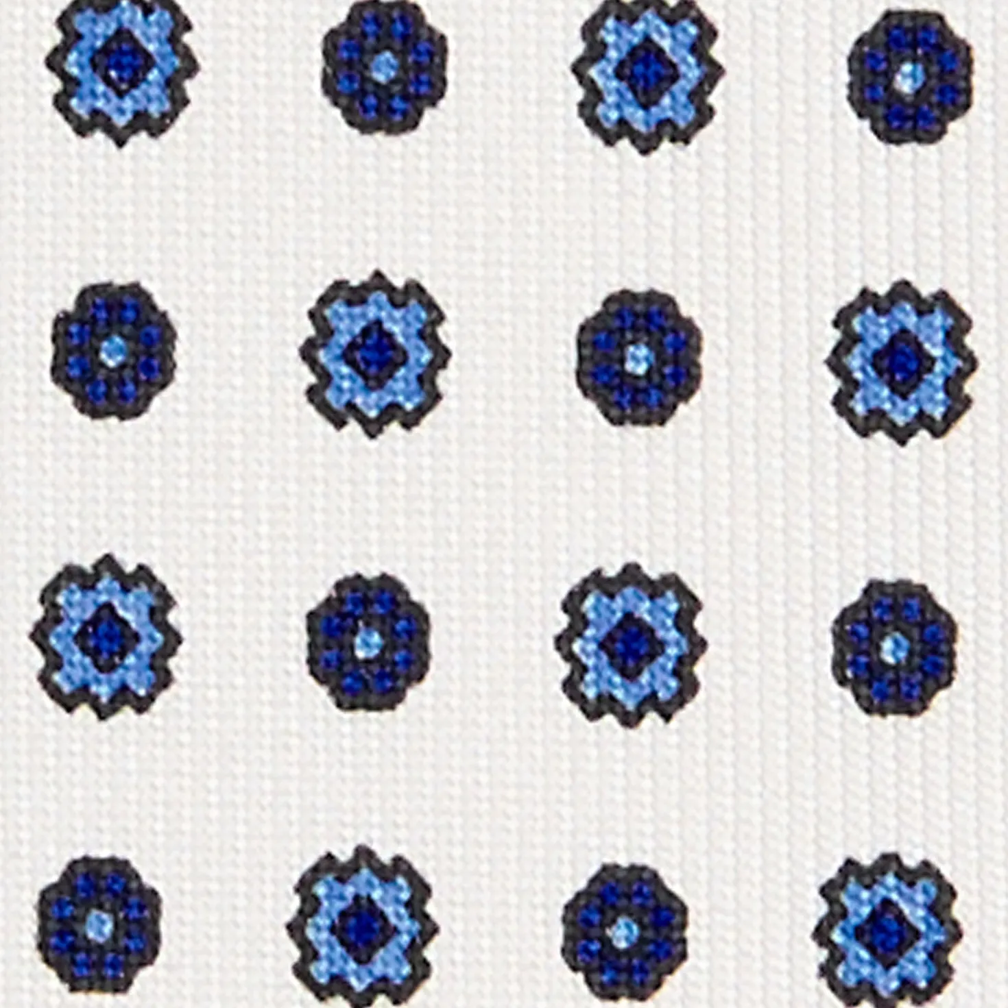 CRAVATTA SARTORIALE EXTRA LONG IN SETA BIANCA Microfantasia fiore