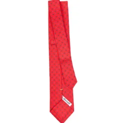 CRAVATTA SARTORIALE EXTRA LONG IN SETA ROSSA Microfantasia fiore