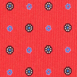 CRAVATTA SARTORIALE EXTRA LONG IN SETA ROSSA Microfantasia fiore