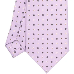 CRAVATTA SARTORIALE EXTRA LONG IN SETA LILLA Microfantasia fiore