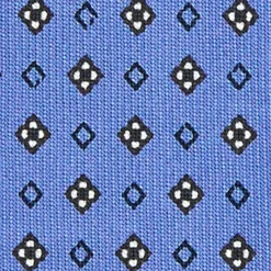 CRAVATTA SARTORIALE EXTRA LONG IN SETA AZZURRO POLVERE Microfantasia fiore