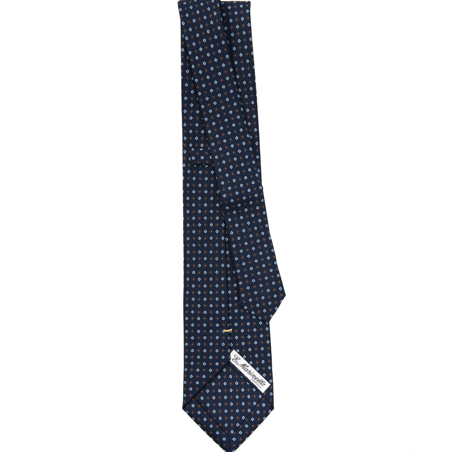 CRAVATTA SARTORIALE EXTRA LONG IN SETA BLU SCURO Microfantasia fiore