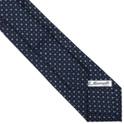CRAVATTA SARTORIALE EXTRA LONG IN SETA BLU SCURO Microfantasia fiore