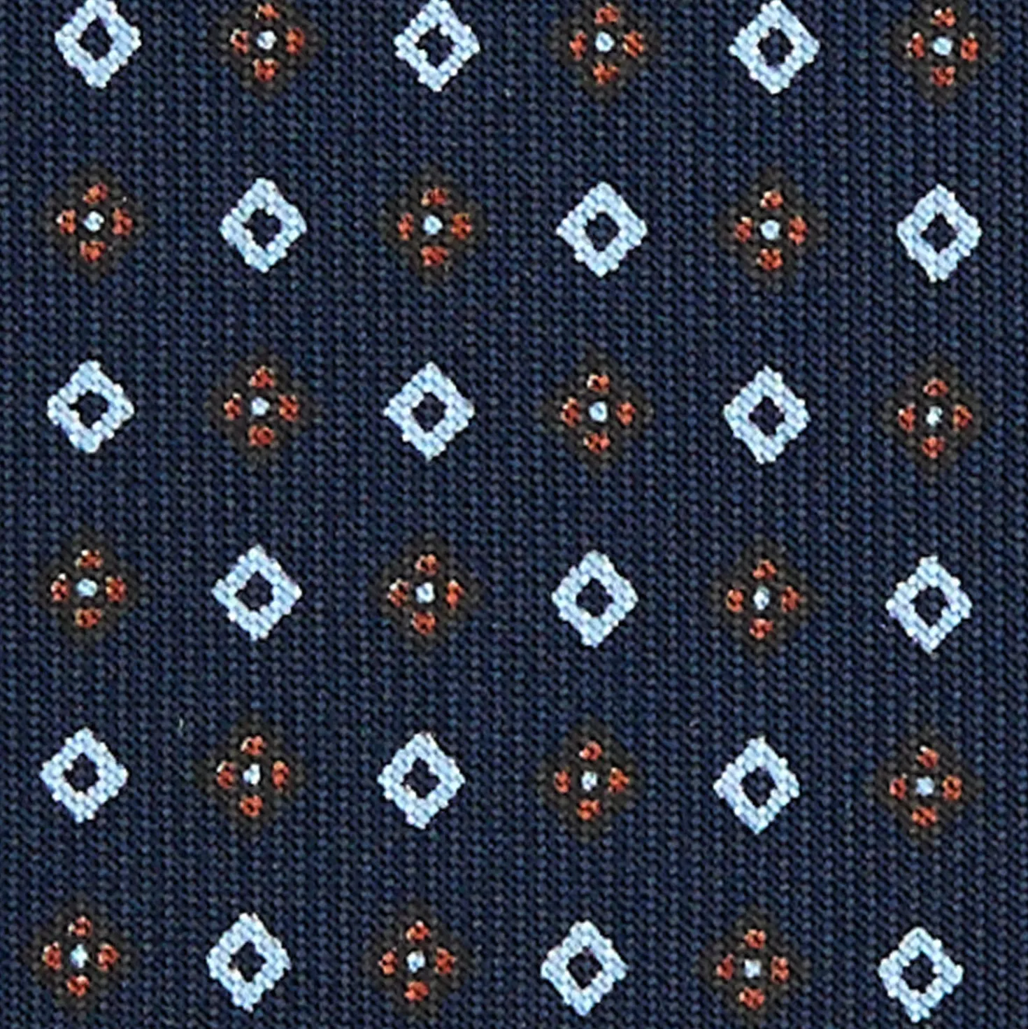CRAVATTA SARTORIALE EXTRA LONG IN SETA BLU SCURO Microfantasia fiore