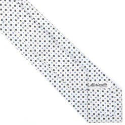 CRAVATTA SARTORIALE EXTRA LONG IN SETA BIANCA Microfantasia fiore