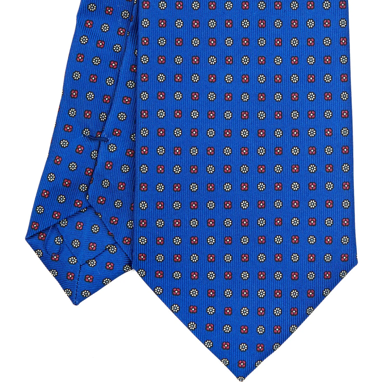 CRAVATTA SARTORIALE EXTRA LONG IN SETA BLUETTE Microfantasia fiore