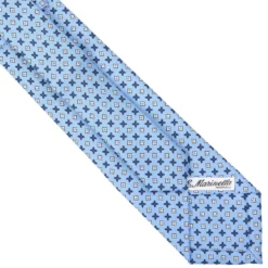 CRAVATTA SARTORIALE EXTRA LONG IN SETA AZZURRA Microfantasia fiore