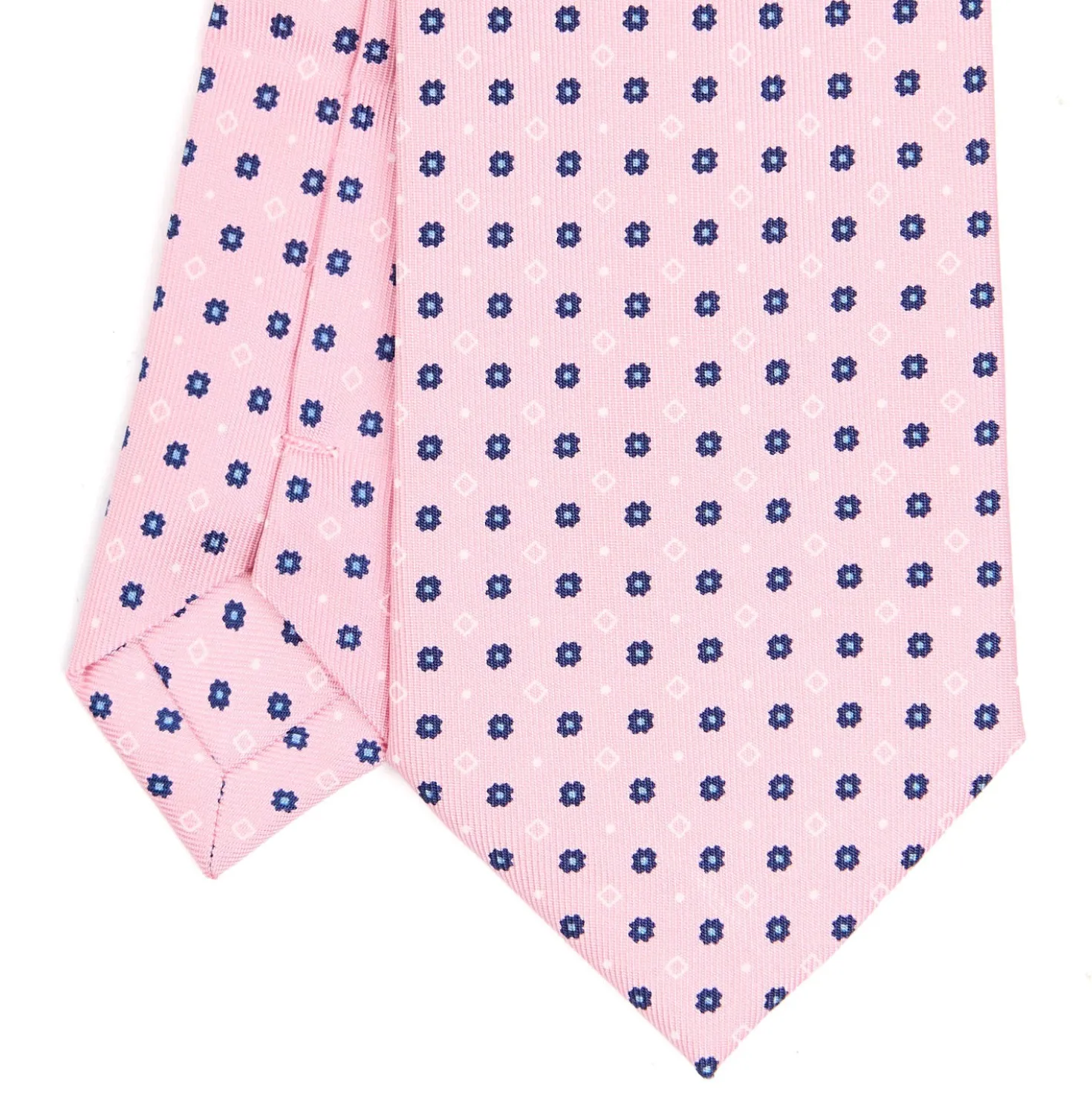 CRAVATTA SARTORIALE EXTRA LONG IN SETA ROSA Microfantasia fiore
