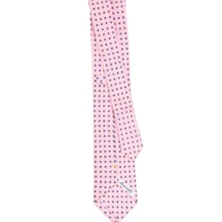 CRAVATTA SARTORIALE EXTRA LONG IN SETA ROSA Microfantasia fiore