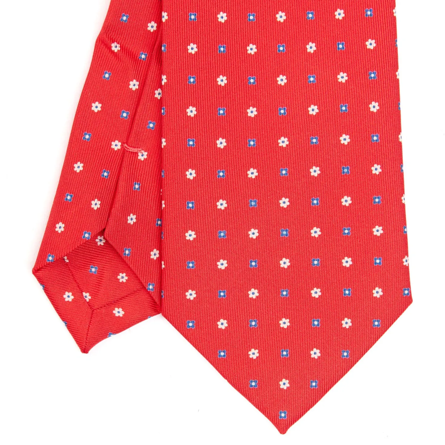 CRAVATTA SARTORIALE EXTRA LONG IN SETA ROSSA Microfantasia fiore