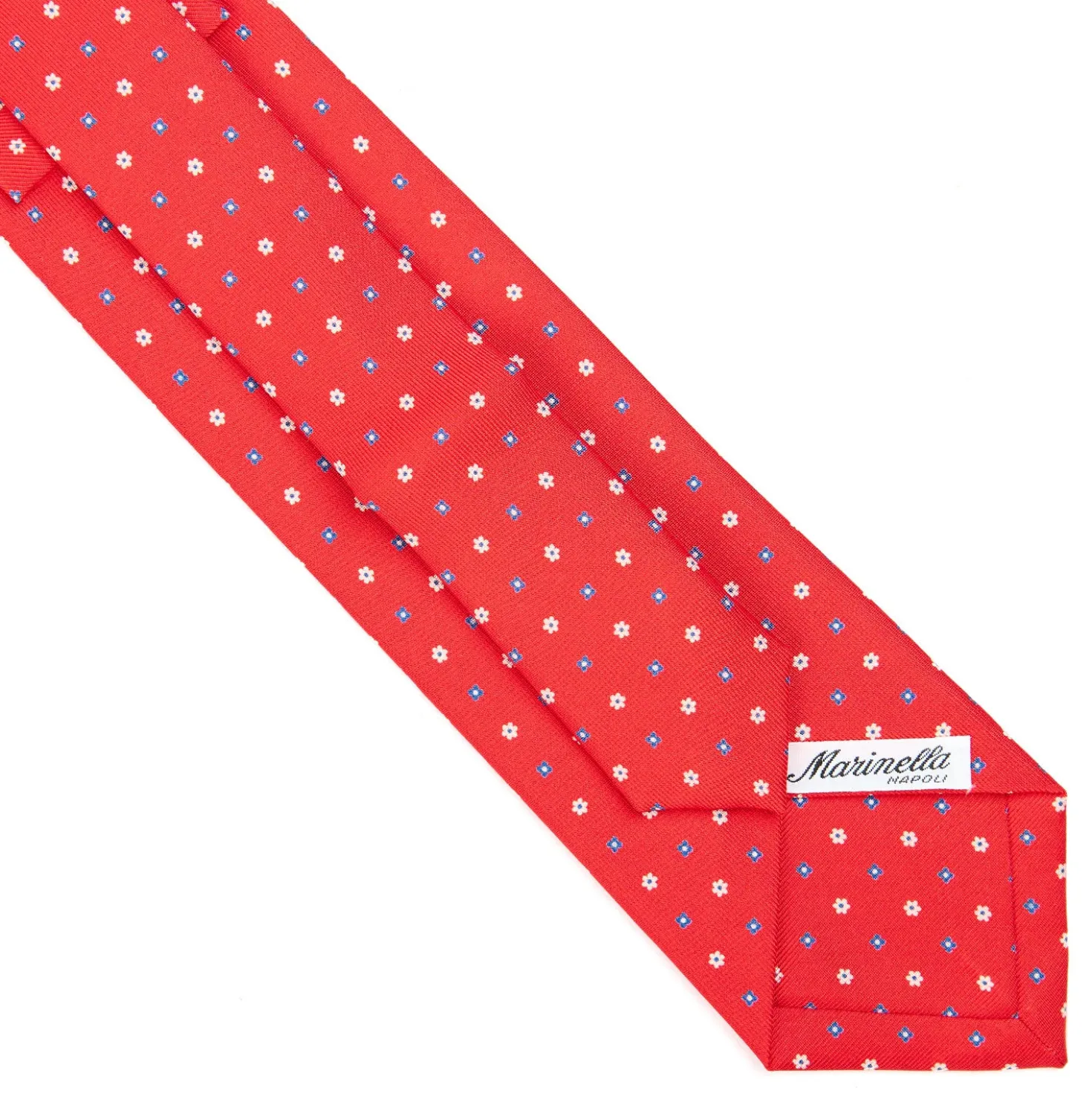 CRAVATTA SARTORIALE EXTRA LONG IN SETA ROSSA Microfantasia fiore