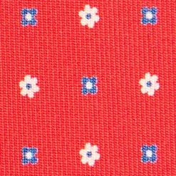 CRAVATTA SARTORIALE EXTRA LONG IN SETA ROSSA Microfantasia fiore