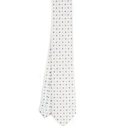 CRAVATTA SARTORIALE EXTRA LONG IN SETA BIANCA Microfantasia fiore