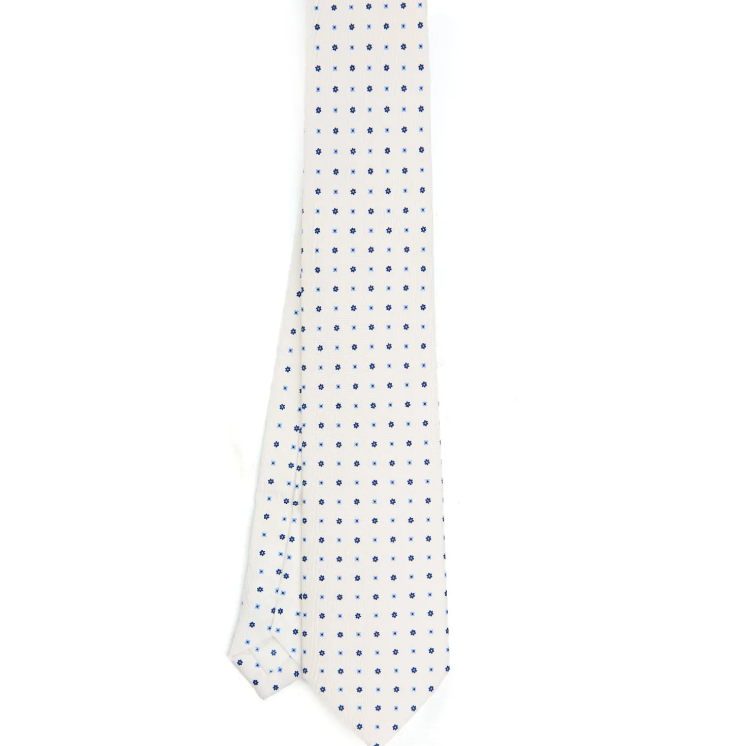CRAVATTA SARTORIALE EXTRA LONG IN SETA BIANCA Microfantasia fiore