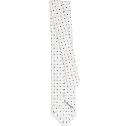 CRAVATTA SARTORIALE EXTRA LONG IN SETA BIANCA Microfantasia fiore