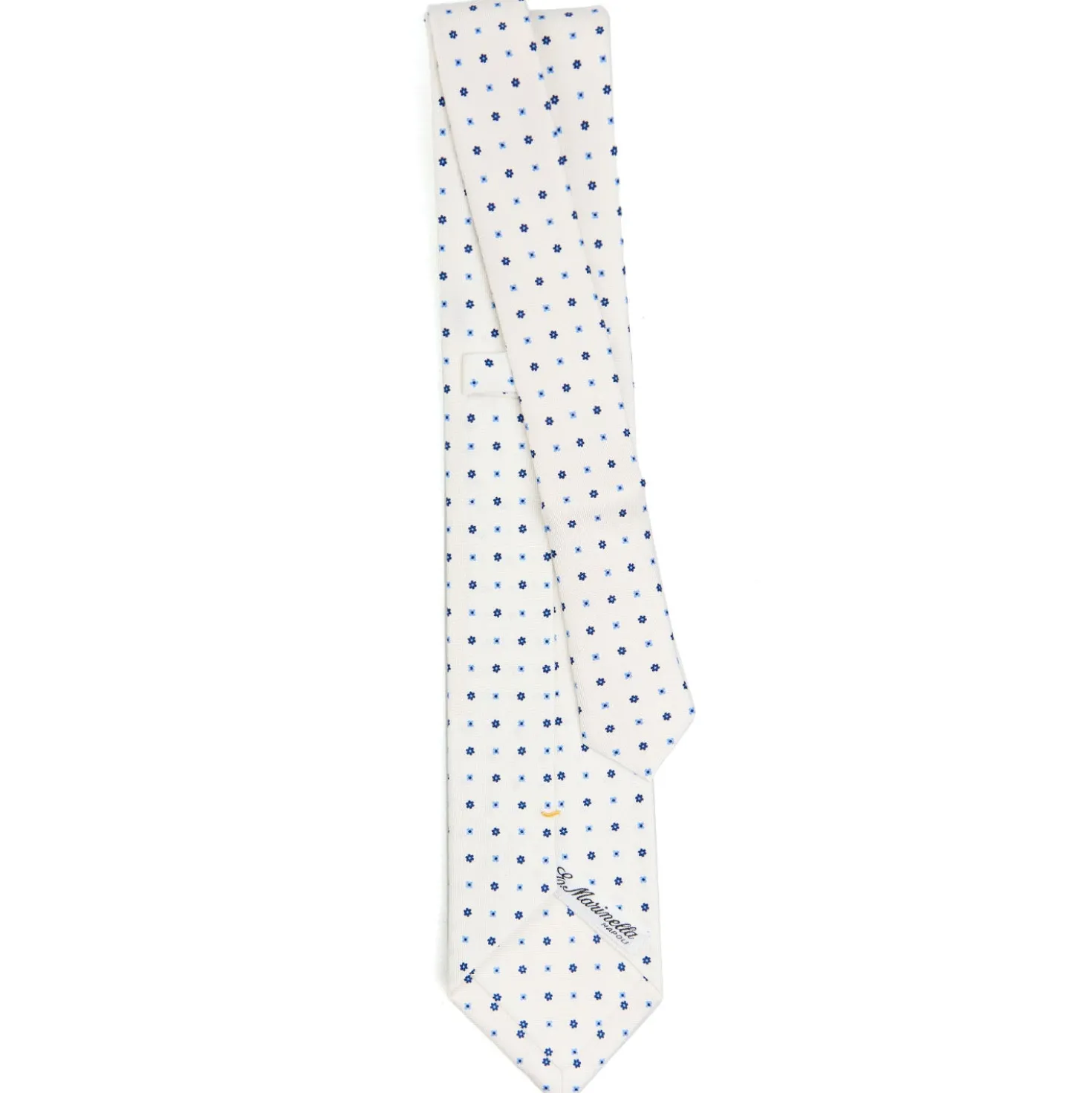 CRAVATTA SARTORIALE EXTRA LONG IN SETA BIANCA Microfantasia fiore