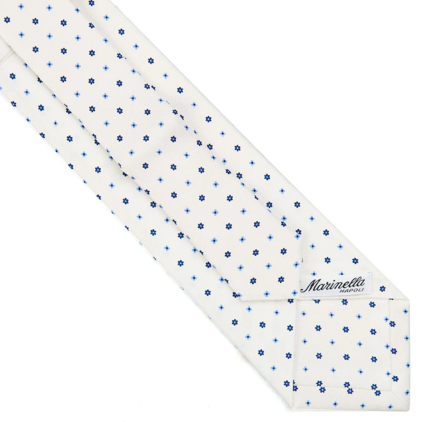 CRAVATTA SARTORIALE EXTRA LONG IN SETA BIANCA Microfantasia fiore