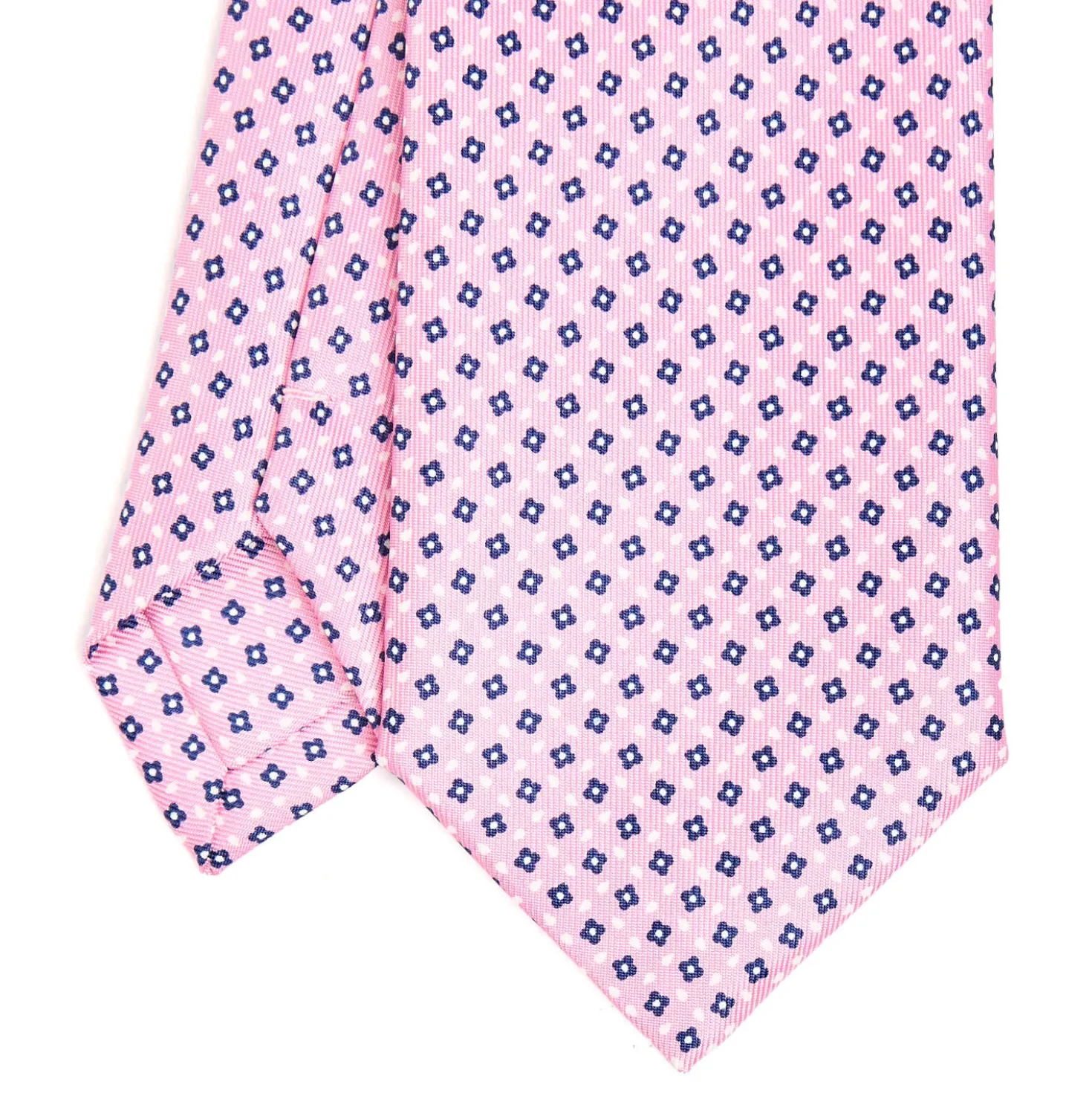 CRAVATTA SARTORIALE EXTRA LONG IN SETA ROSA Microfantasia fiore
