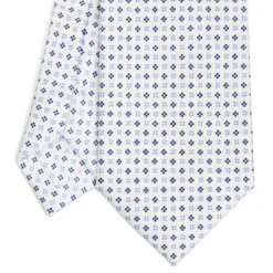 CRAVATTA SARTORIALE EXTRA LONG IN SETA BIANCA Microfantasia fiore
