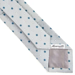 CRAVATTA SARTORIALE IN COTONE E SETA GRIGIO CHIARO Macrofantasia fiore