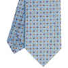 CRAVATTA SARTORIALE IN LINO AZZURRA Microfantasia fiore