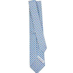 CRAVATTA SARTORIALE IN LINO AZZURRA Microfantasia fiore