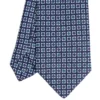 CRAVATTA SARTORIALE IN LINO BLU Microfantasia fiore