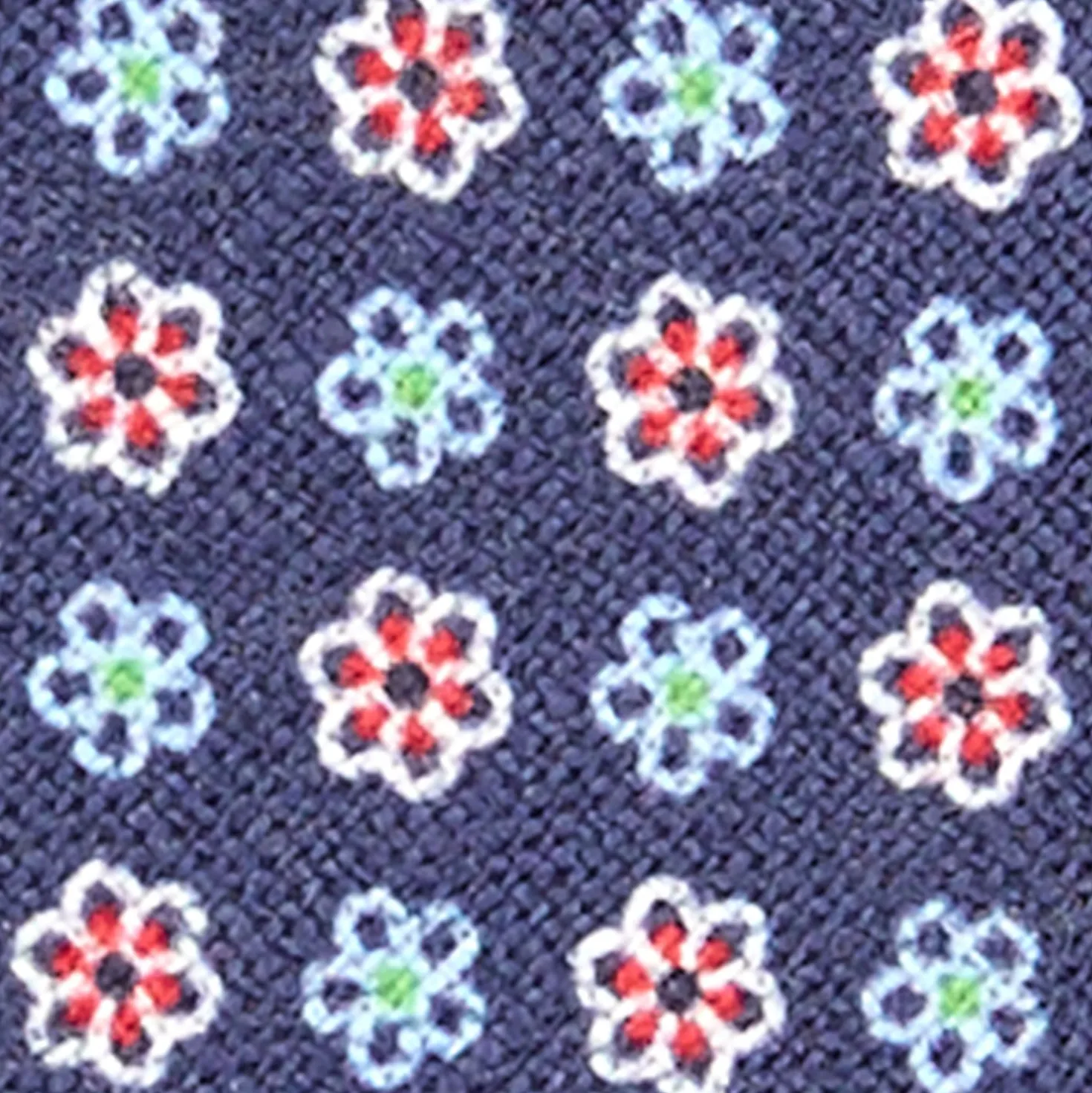 CRAVATTA SARTORIALE IN LINO BLU Microfantasia fiore