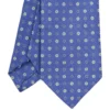 CRAVATTA SARTORIALE IN LINO BLU Microfantasia fiore